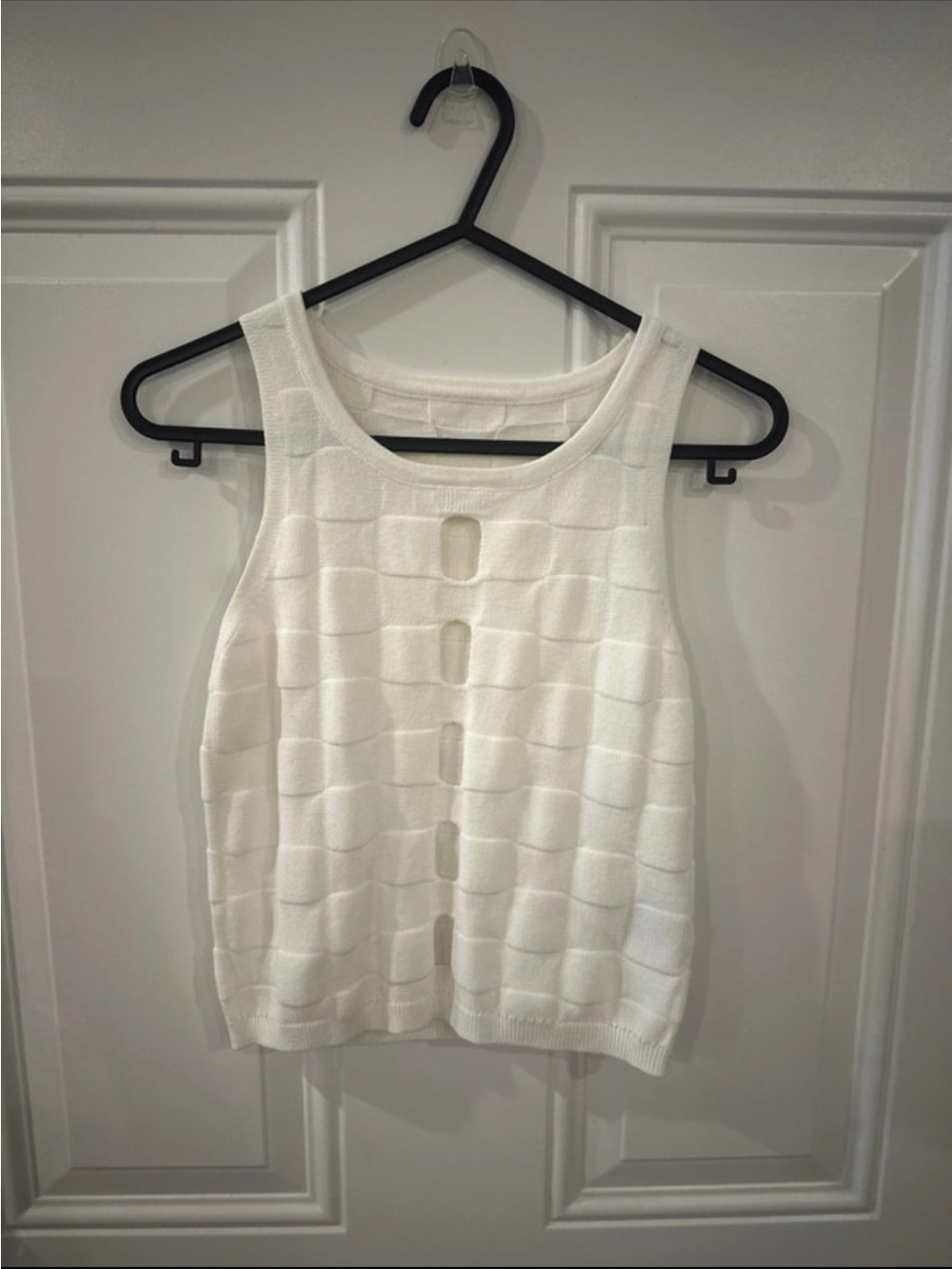 SHEIN White Textured Knit Tank Top